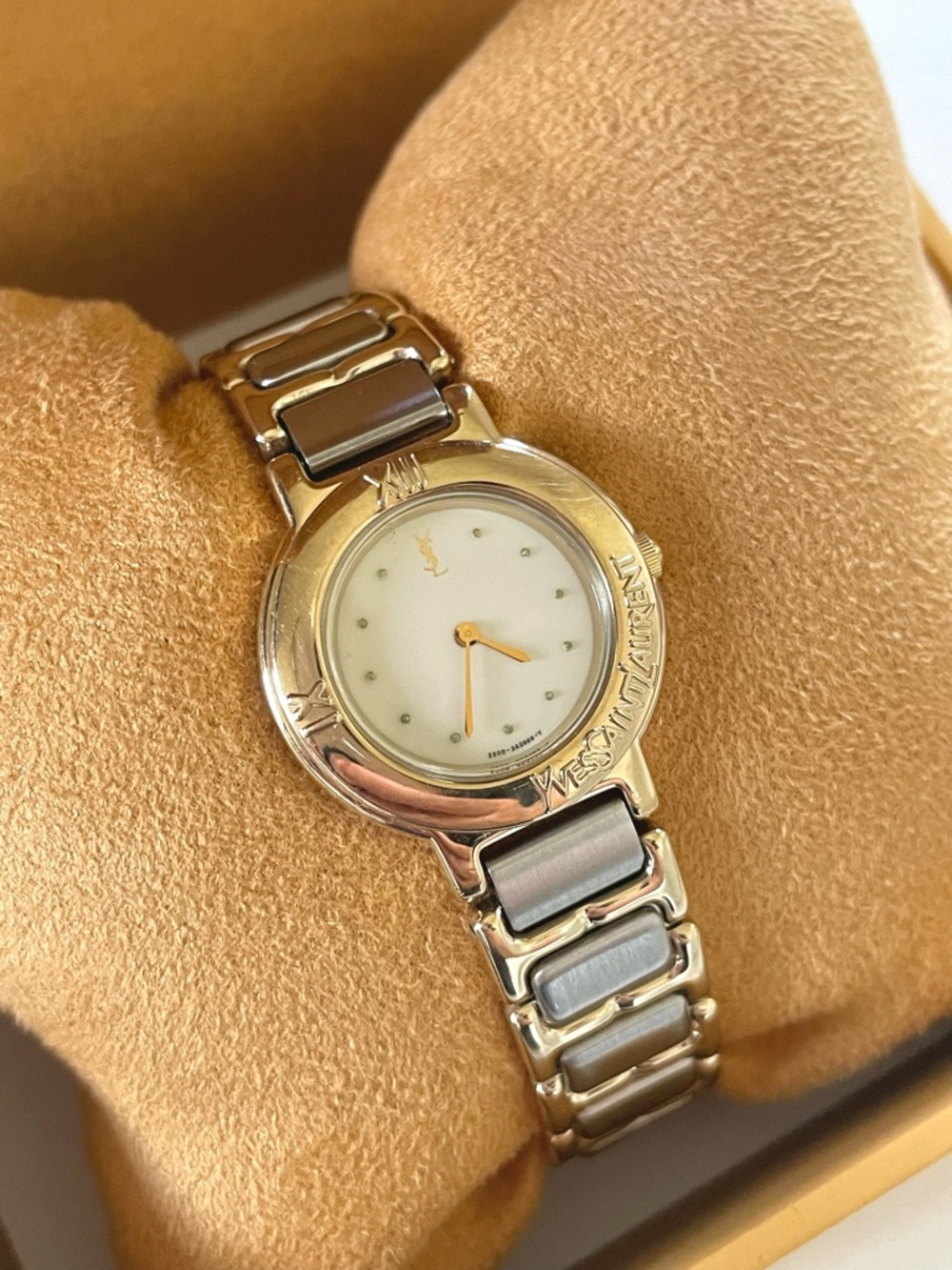 Yves Saint Laurent Two-Tone Gold and Silver Women's Bracelet Watch - Picture 10 of 17